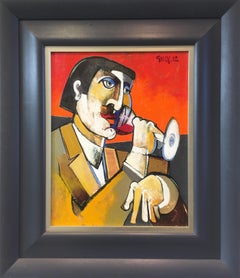 Red wine by Geoffrey Key, contemporary oil painting