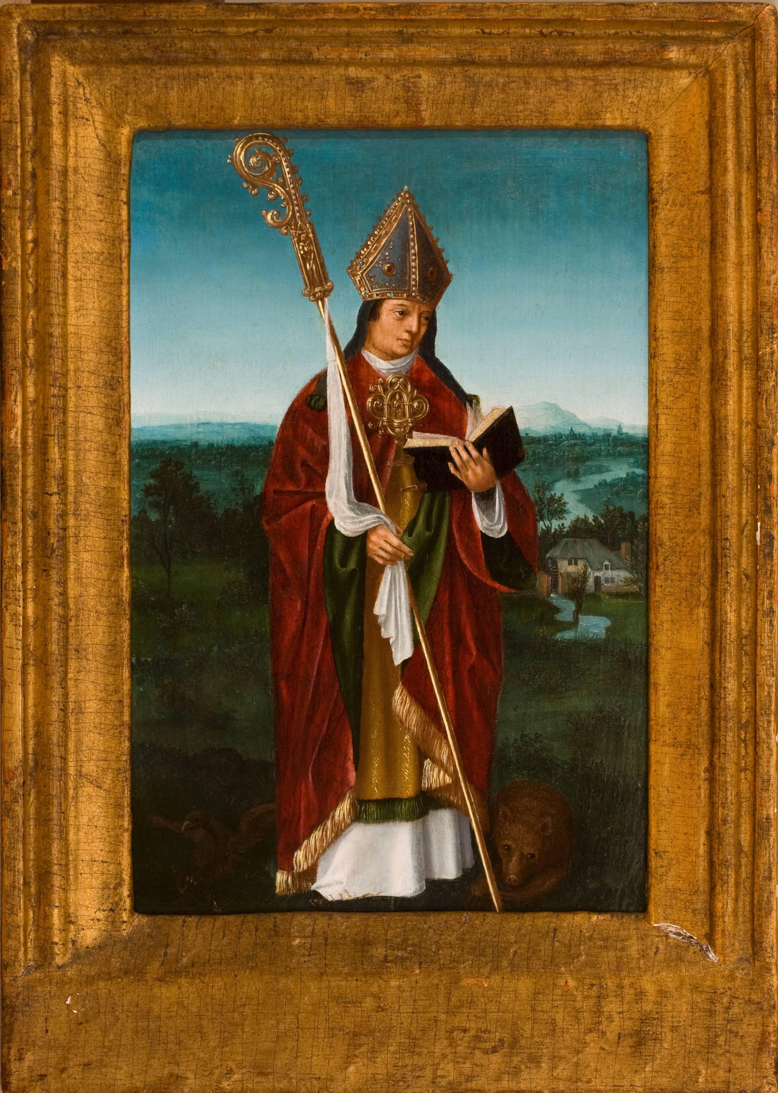 Unknown Portrait Painting - St. Ghislain in a Landscape