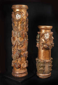 Two Columns with Carved Mannerist Figures