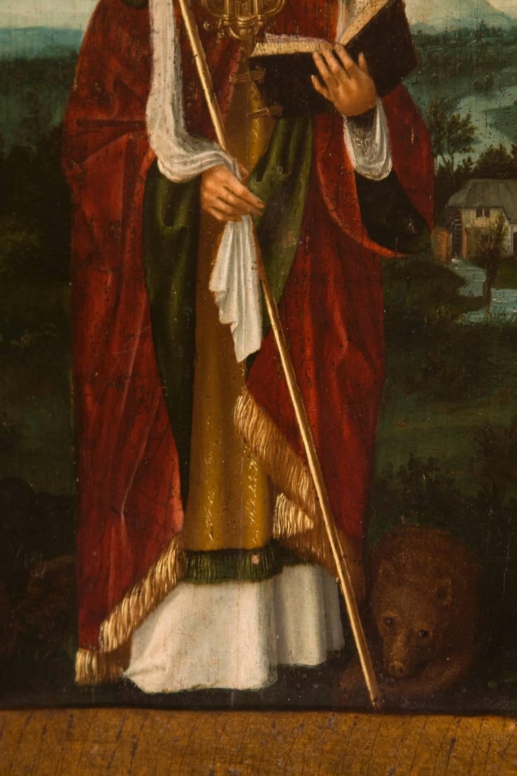 St. Ghislain in a Landscape - Painting by Unknown