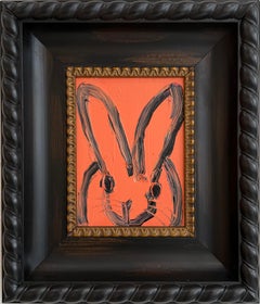 Hunt Slonem "October" Black and Peach Pink Bunny
