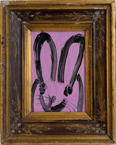 Hunt Slonem "Lavender" Black and Pink Bunny