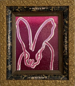 Hunt Slonem "Rosie" White and Pink Ombre Bunny