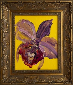 Hunt Slonem "Mystic Catelaya" Purple, Red, and Yellow Multicolor Flower