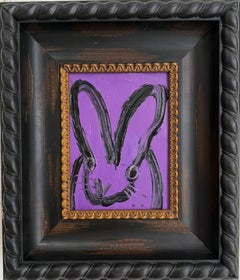 Hunt Slonem Oil Painting "Purple Bunny" Black and Purple Bunny