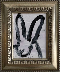 Dipinto a olio di Hunt Slonem "Joy 4" - Coniglietto in bianco e nero