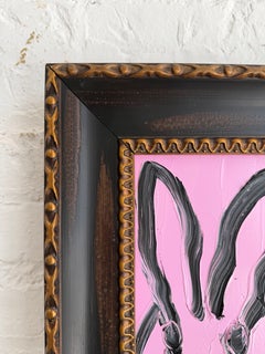 Hunt Slonem Oil Painting "Lavender Scurry" Black and Pink Bunny