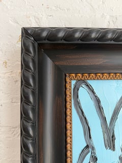 Dipinto a olio di Hunt Slonem "Sky Light" - Coniglietto nero e blu