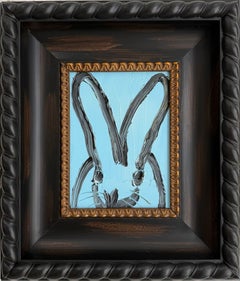 Dipinto a olio di Hunt Slonem "Sky Light" - Coniglietto nero e blu