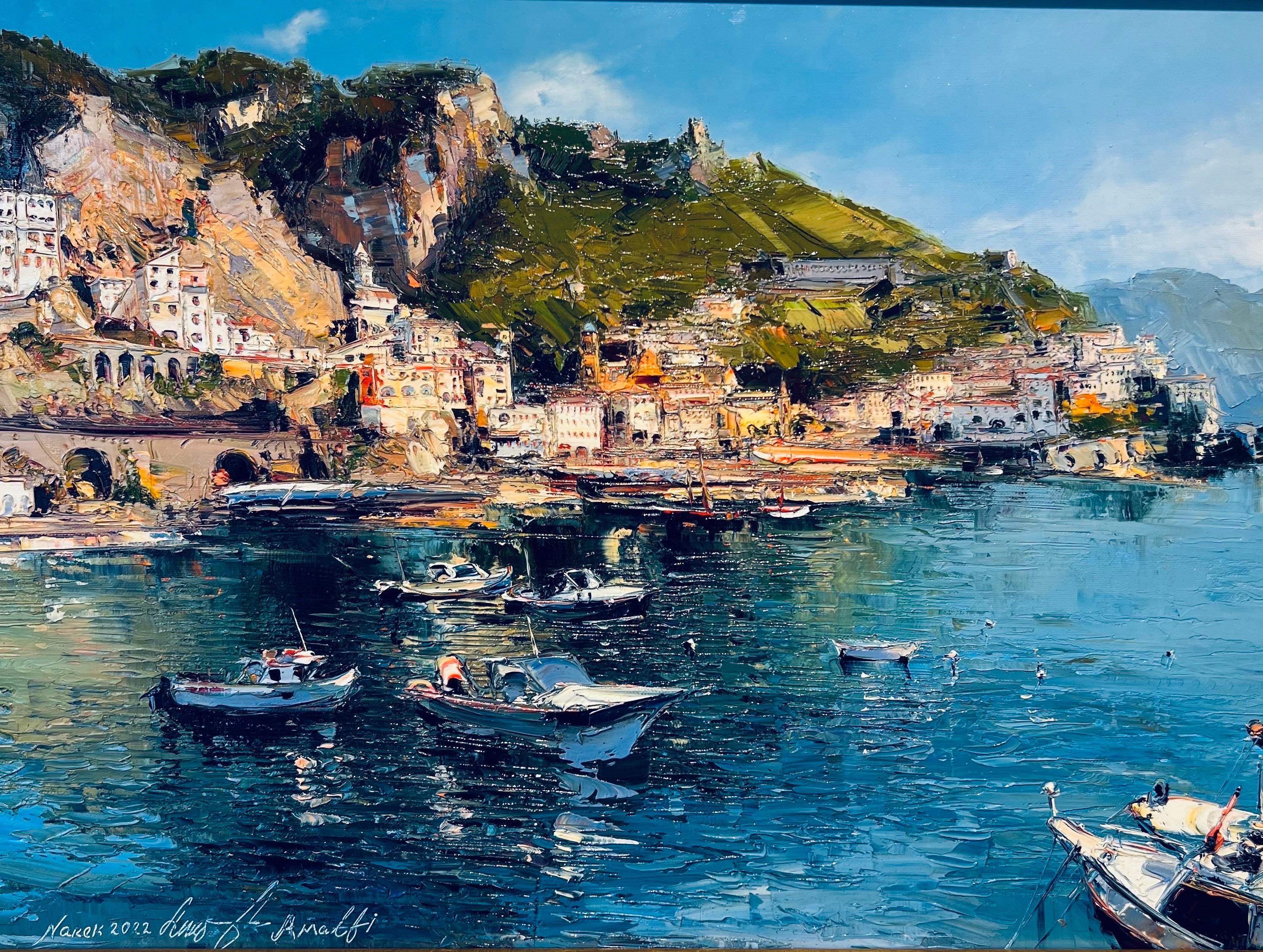 Amalfi, Italy. - Gray Landscape Painting by Narek Arakelyan