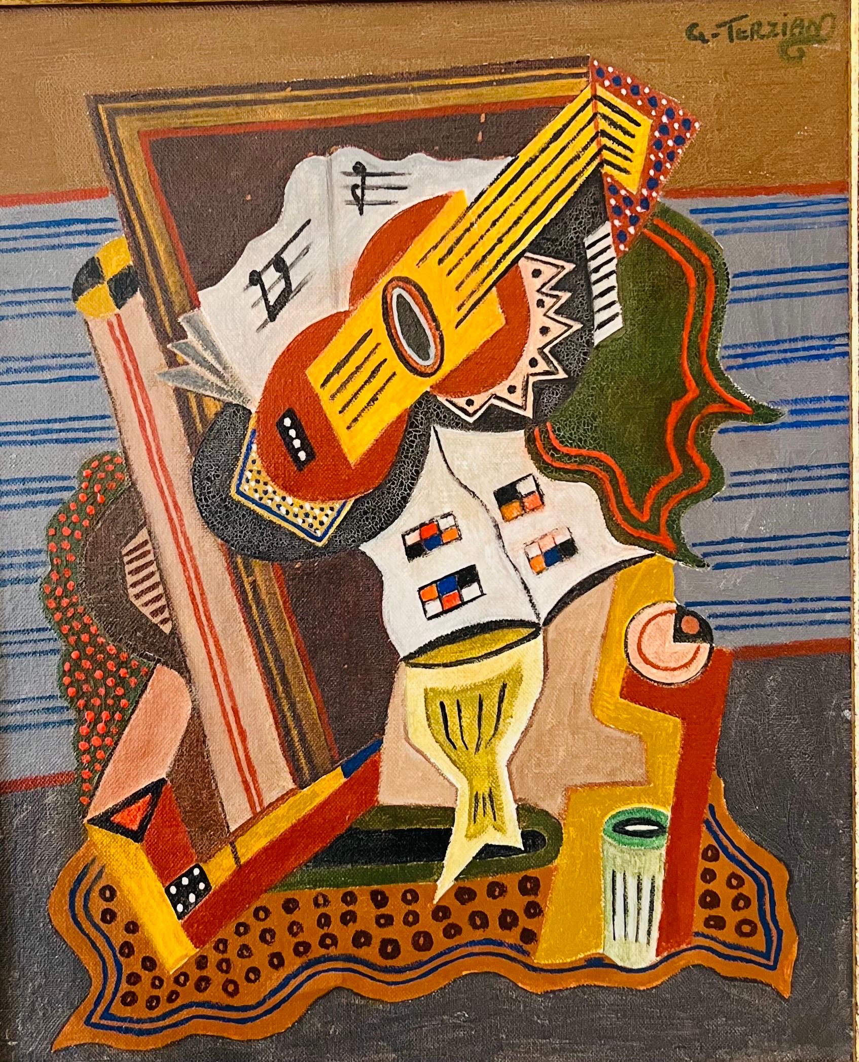 Composition with guitar - Art by Georges Terzian