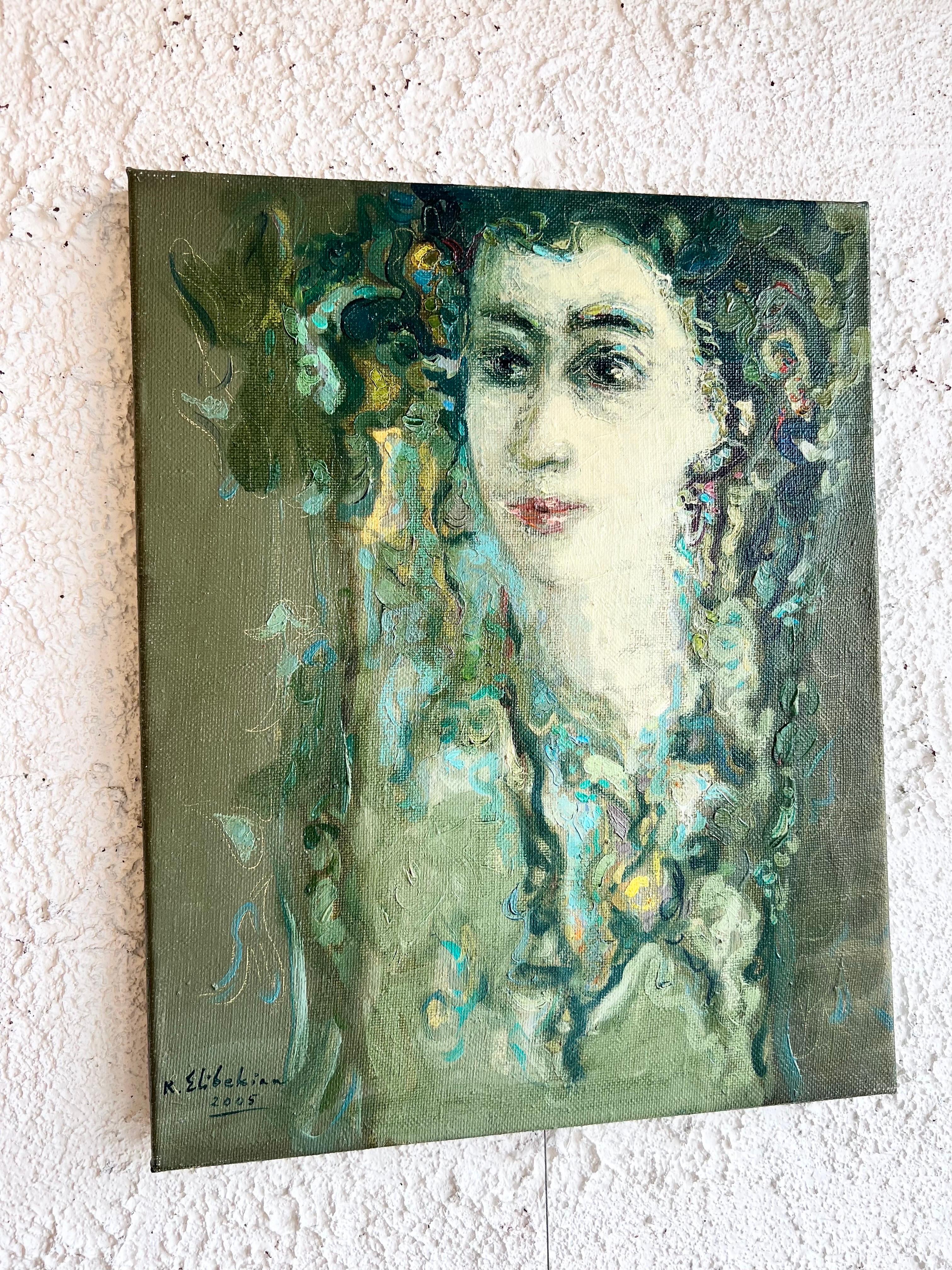 Gayane - Portrait Painting Grigio di Robert Elibekyan