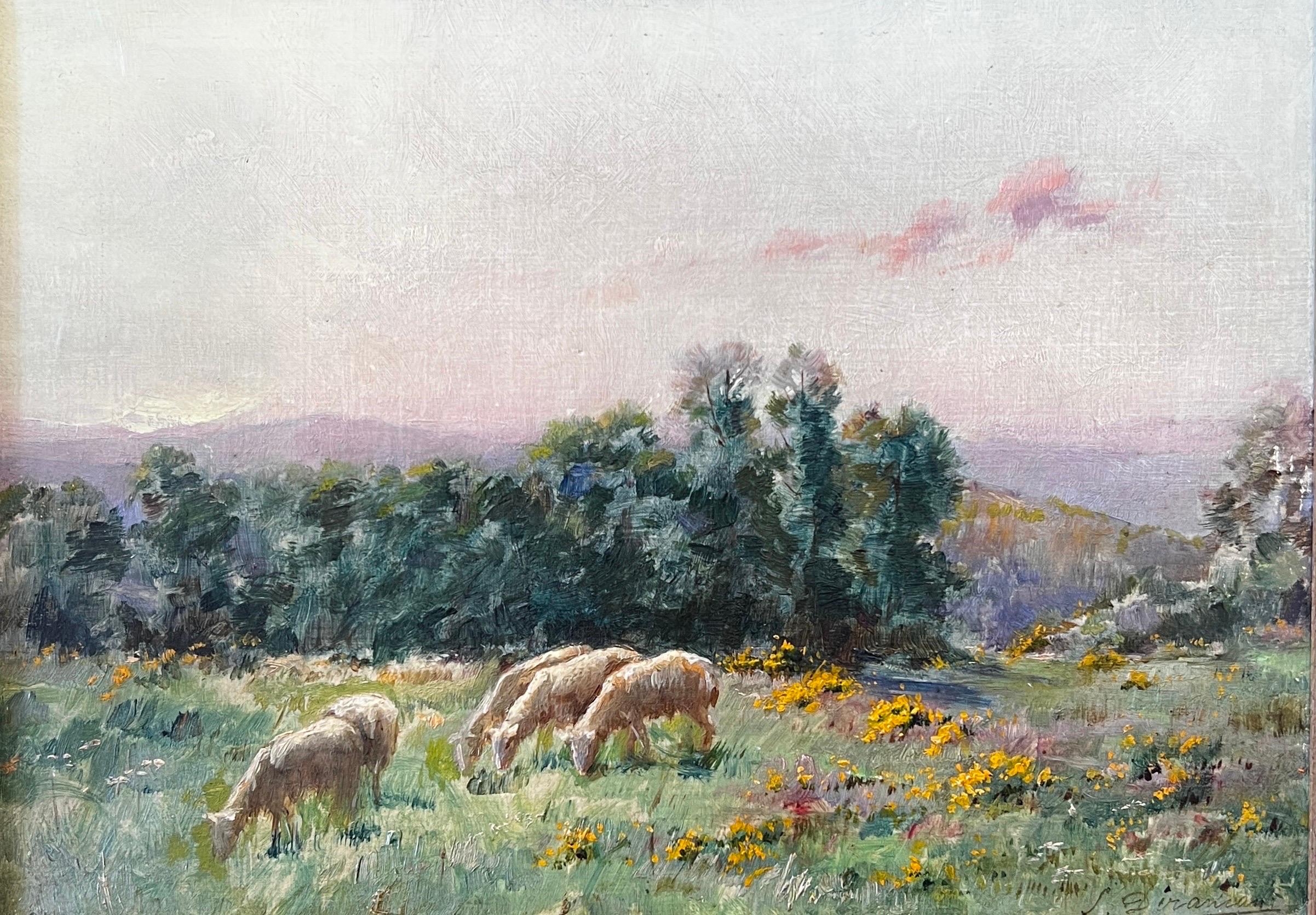 Sheep on pasture, (Les moutons au pâturage) - Painting by Sarkis Diranian
