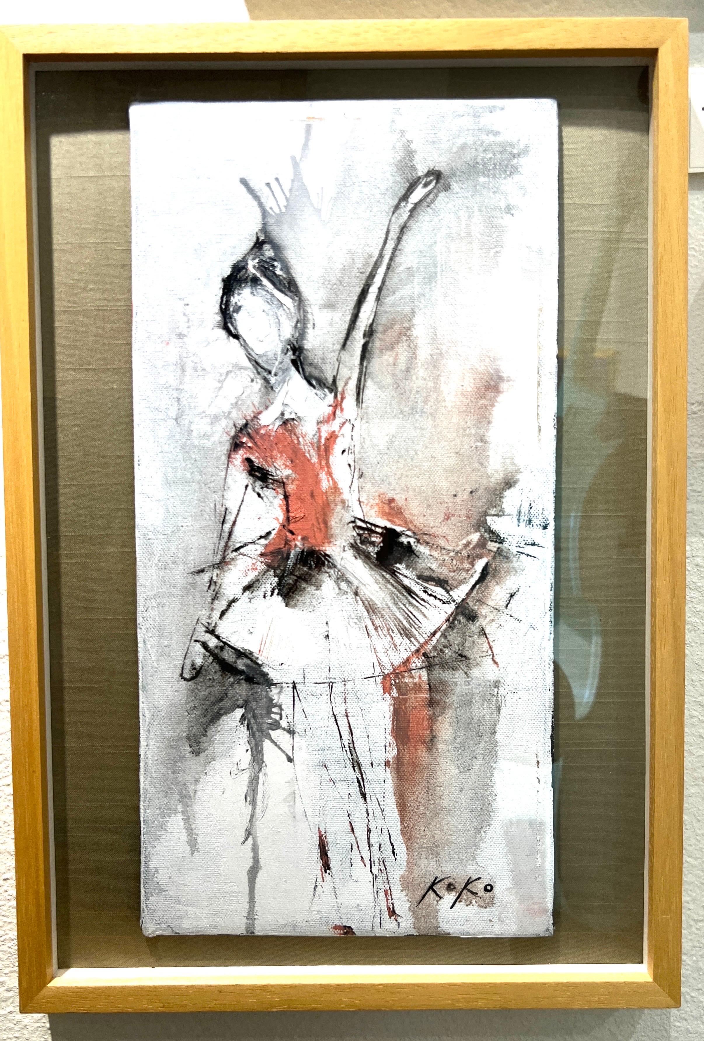 Contemporary Ballerina, Odette, Ballet.  - Black Abstract Painting by KOKO HOVAGUIMIAN