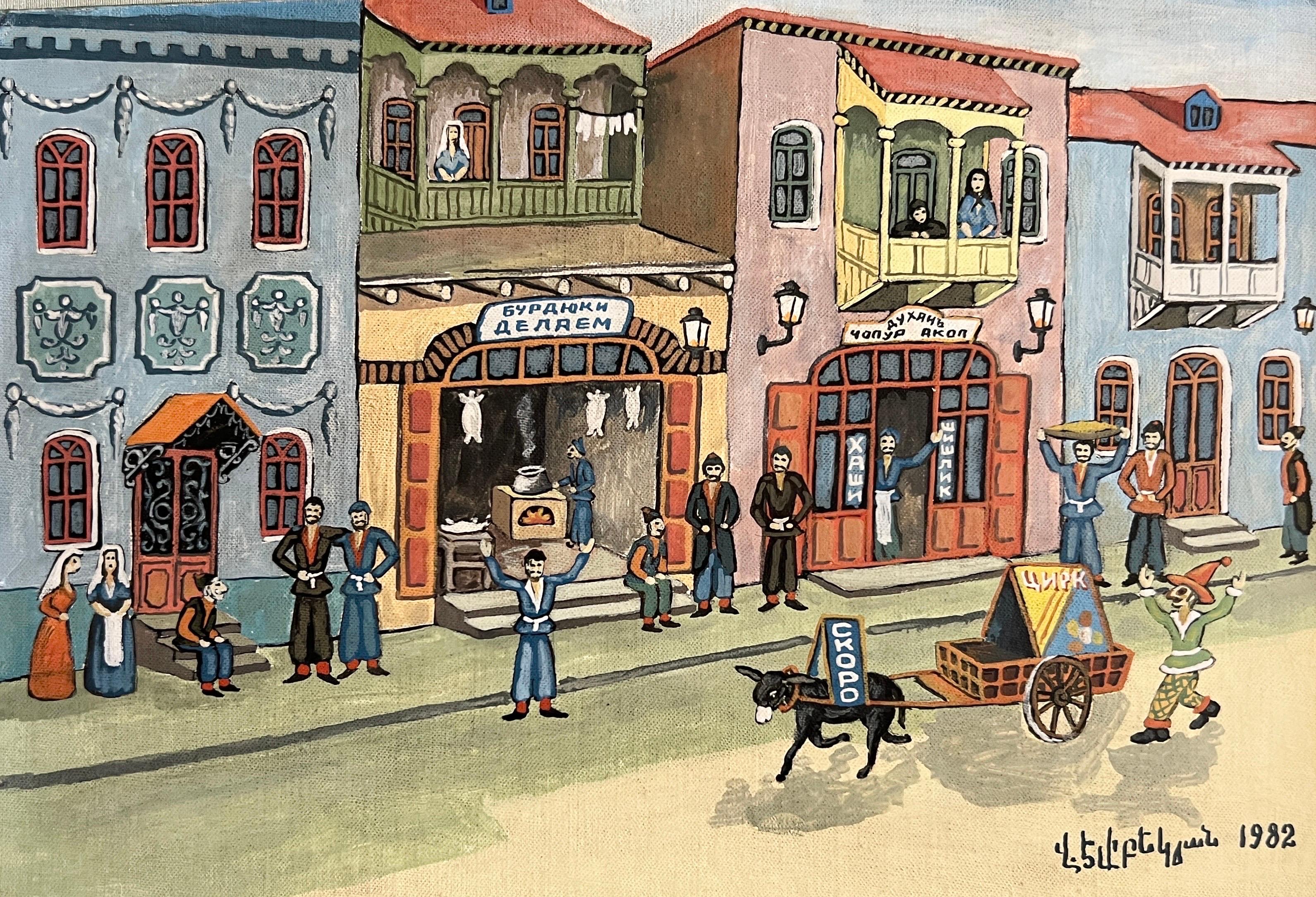 Barrio Armenio de Tiflis, arte de la vida cotidiana de Vagharshak Elibekyan en Tiflis