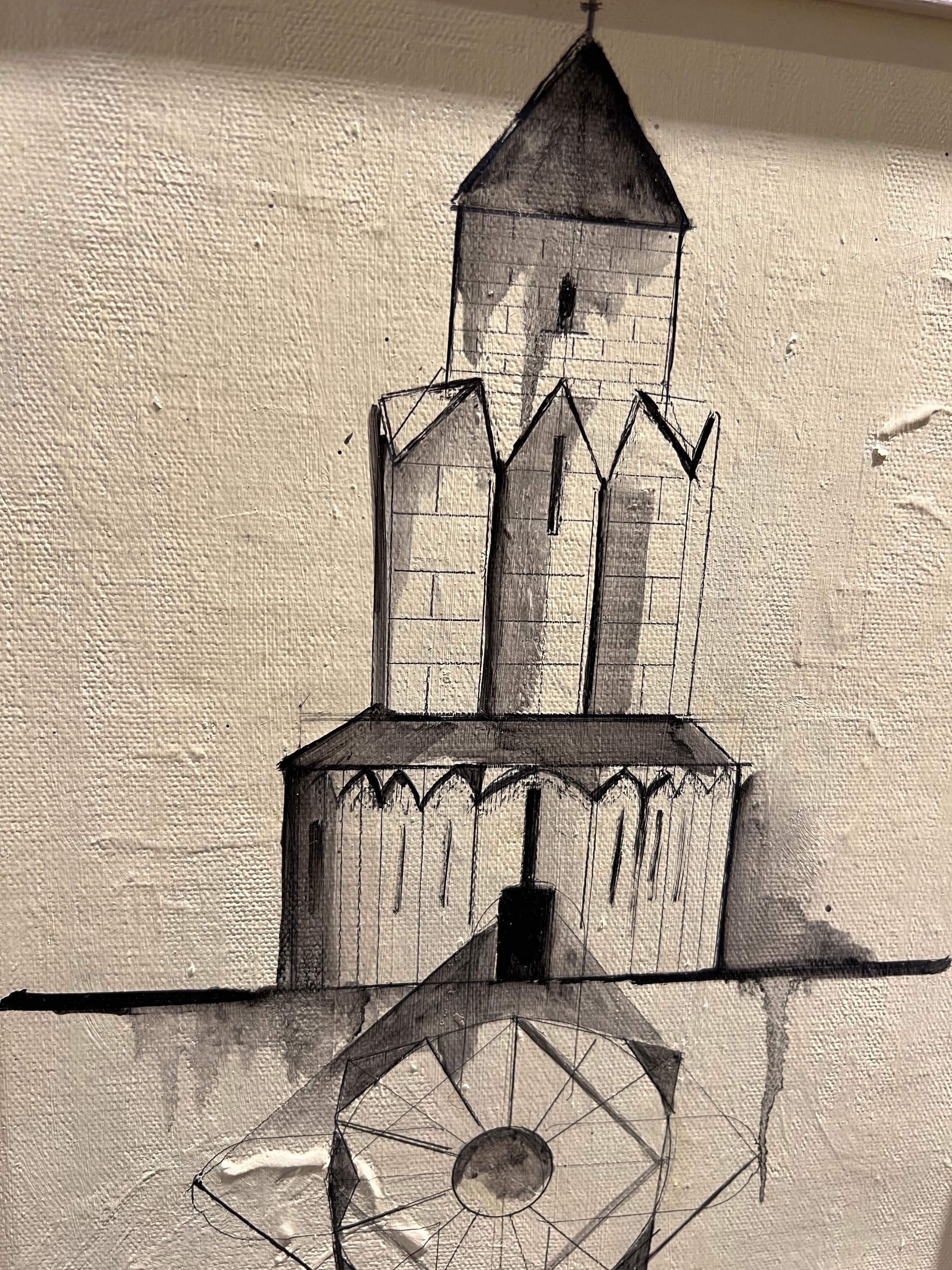 Chiesa, costruzione dell'elevazione e del tamburo - Painting di KOKO HOVAGUIMIAN