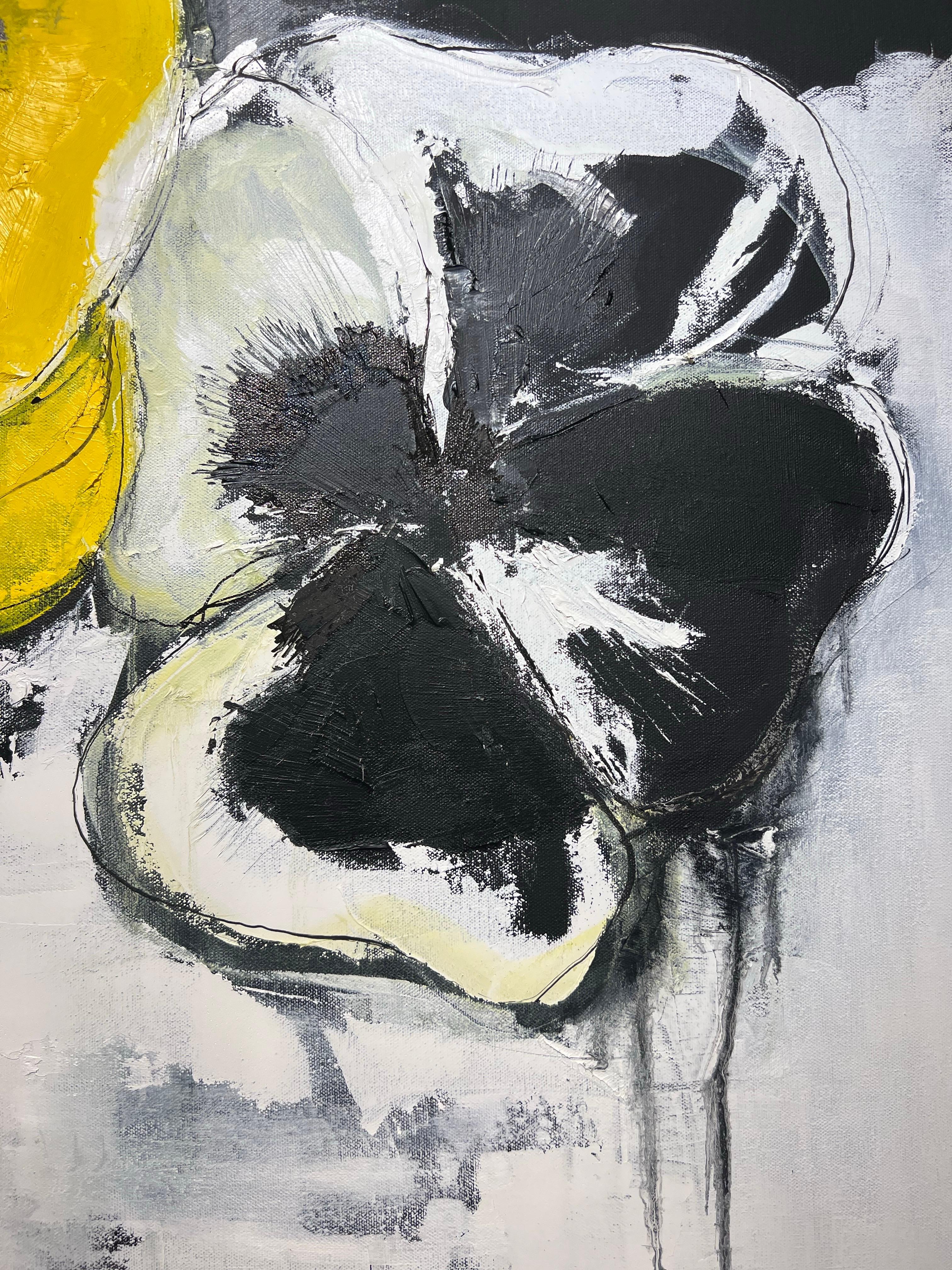 Fiori astratti Pensée, pittura a olio Pensée, fiori Pensée, arte Pensée. in vendita 7