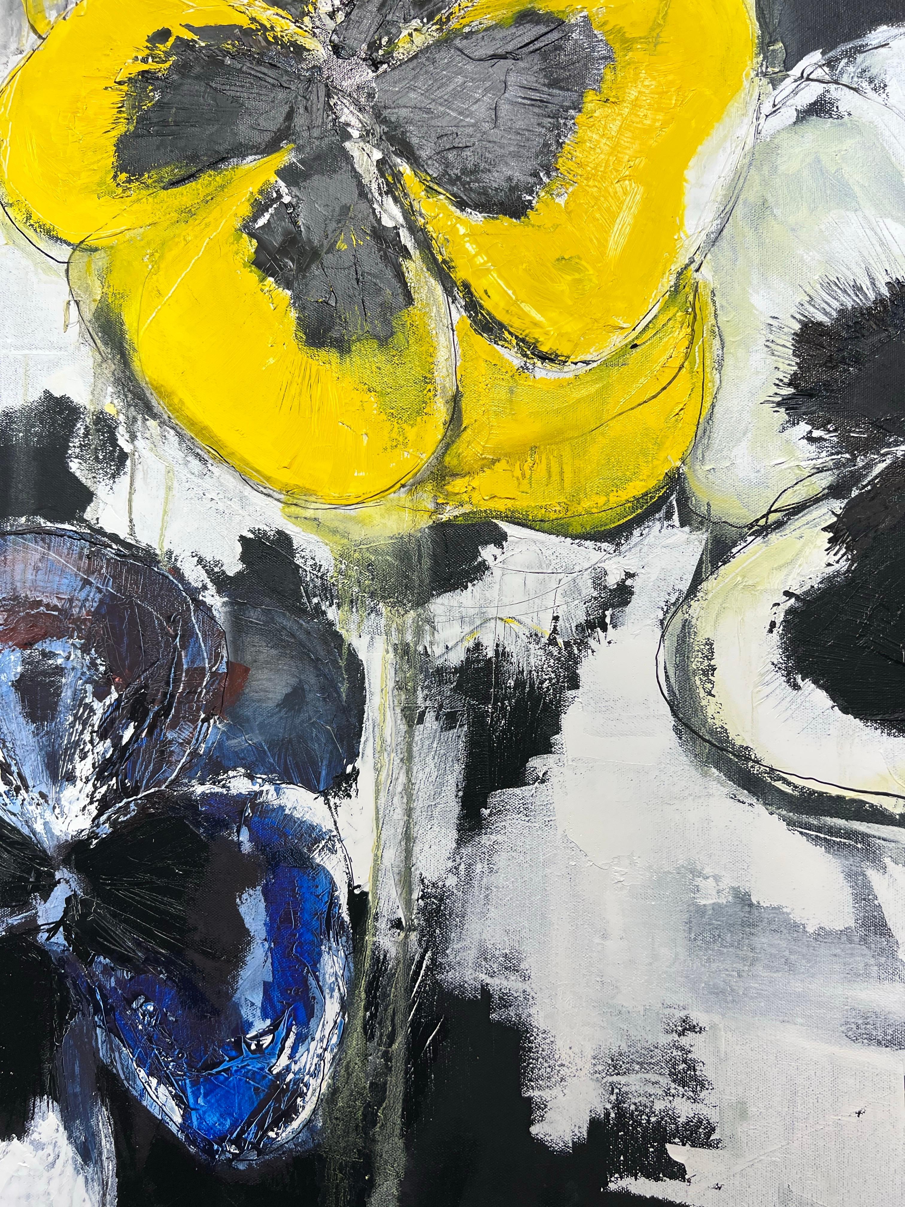 Fiori astratti Pensée, pittura a olio Pensée, fiori Pensée, arte Pensée. in vendita 8