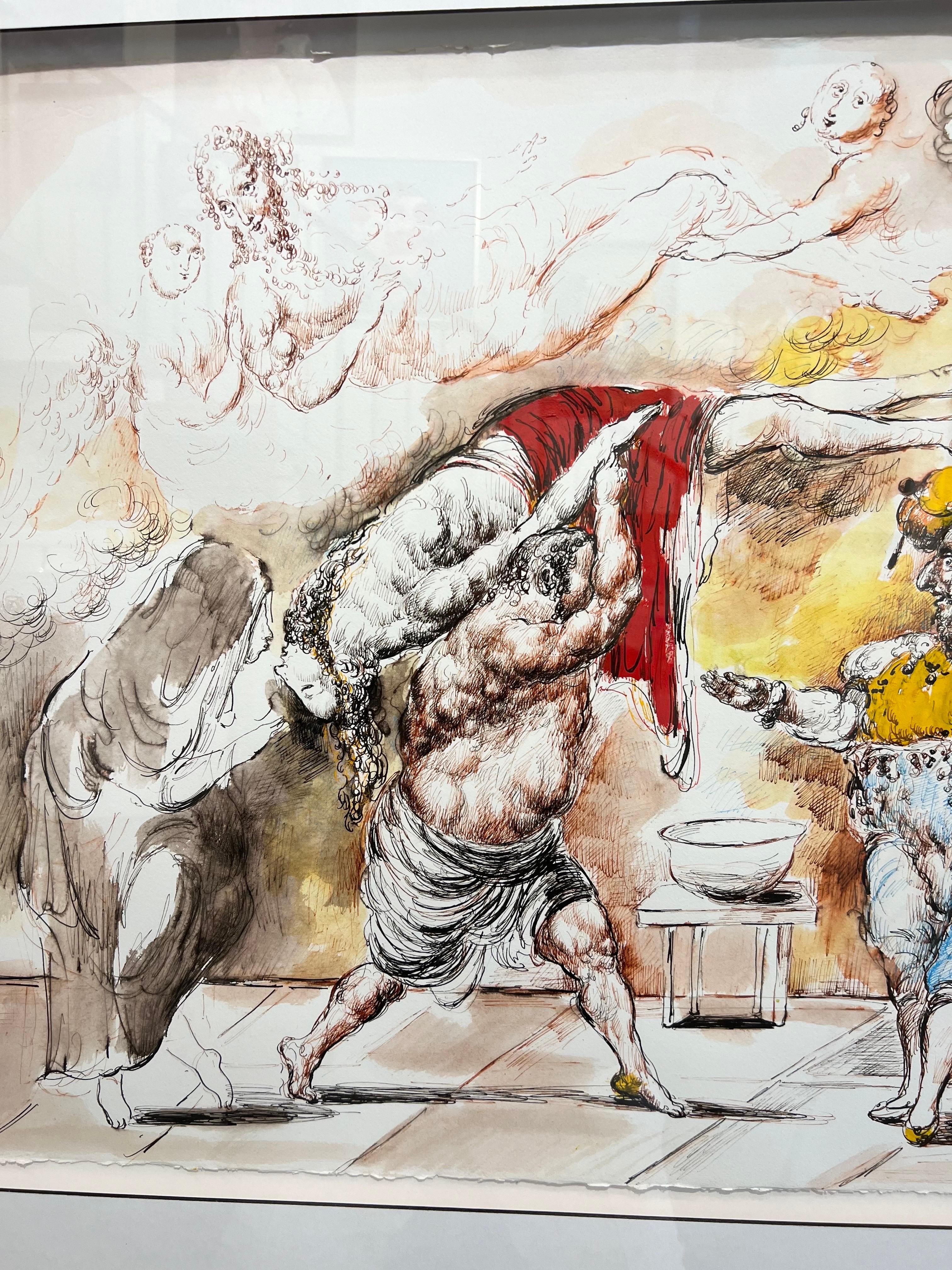 Contemporary drawing , I wash my hands,  Emil Kazaz. For Sale 3