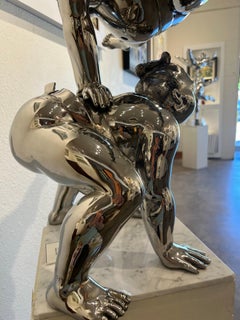 Contemporary,  stainless steel sculpture, Leapfrog, contemporary sculpture.