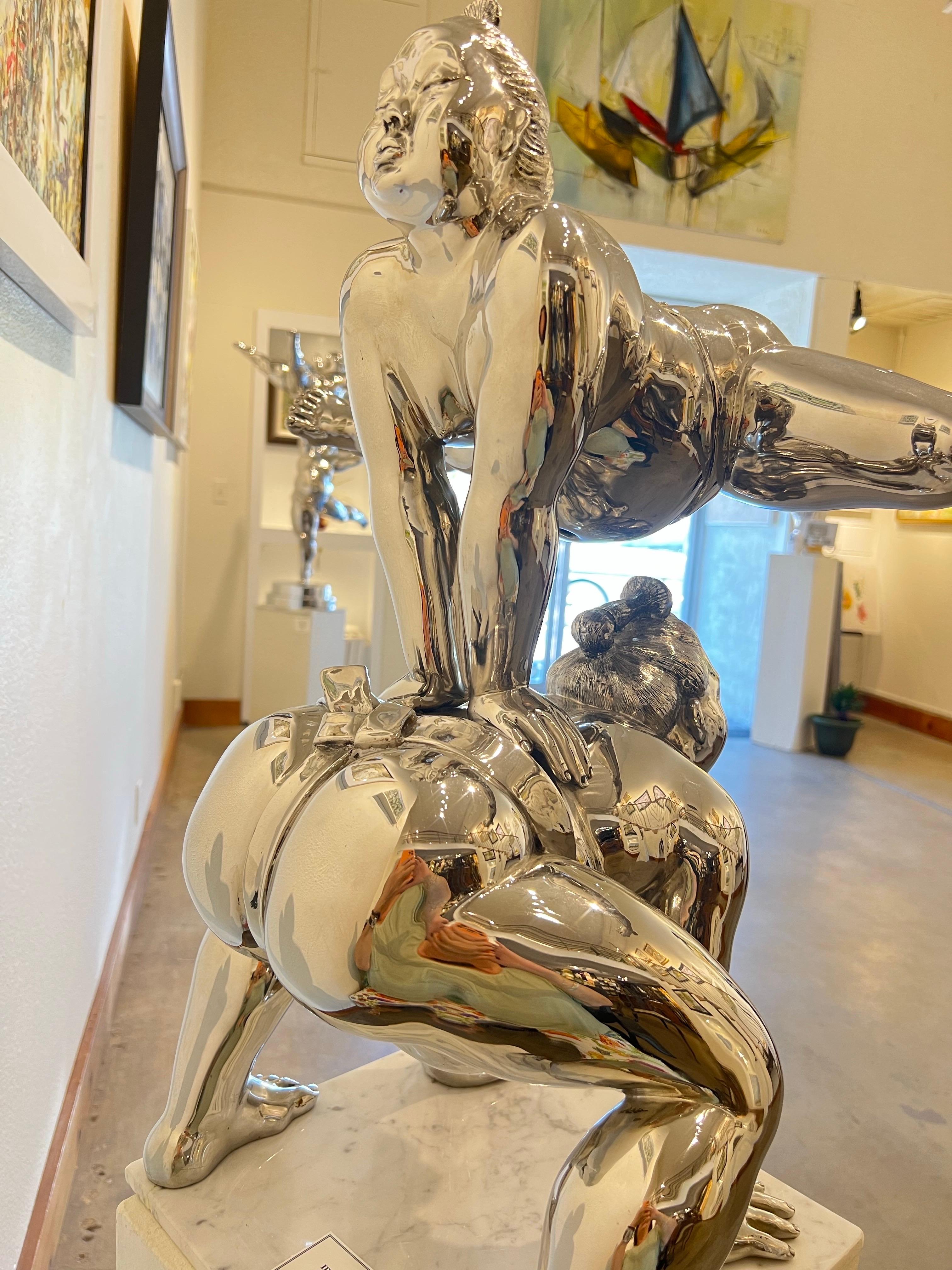 Contemporaneo,  scultura in acciaio inossidabile, Leapfrog, scultura contemporanea. in vendita 1