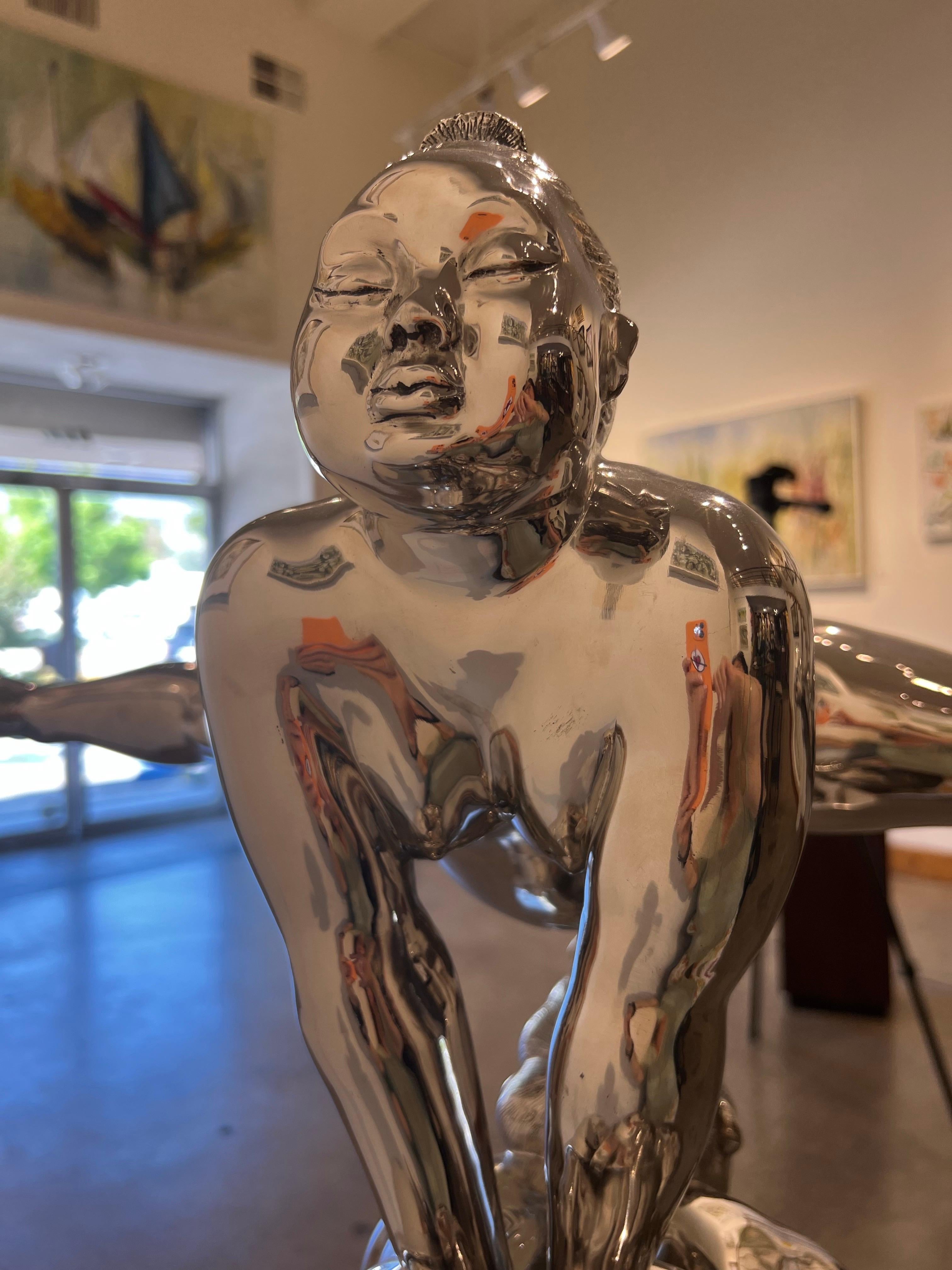 Contemporaneo,  scultura in acciaio inossidabile, Leapfrog, scultura contemporanea. in vendita 3