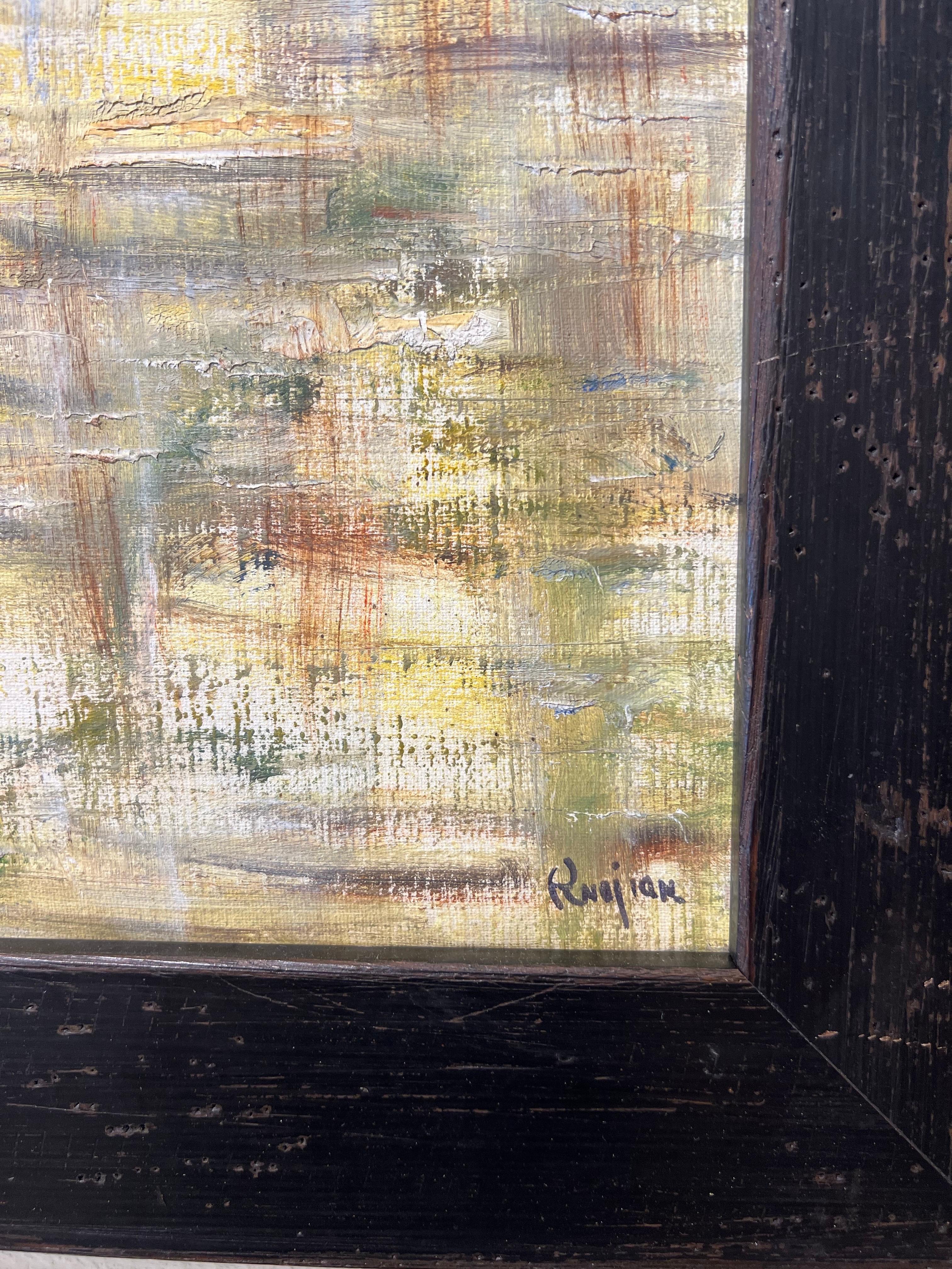 Peinture à l'huile contemporaine, Solitude au bord de l'eau. en vente 4