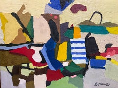 Golden Gate, abstract compaction, contemporary oil painting.