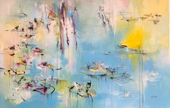Water Lilly, Big Contemporary Bigli su tela.