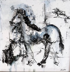 American oil painting Horse on Road Abstract expressionism painter KOKO.