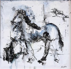 American oil painting Horse on Road Abstract expressionism painter KOKO.