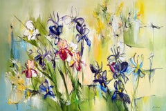 Pintura al óleo de gran formato, arte contemporáneo sobre lienzo, «Iris Reverie».