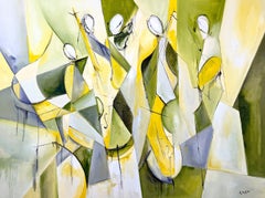 Pittura a olio contemporanea, Musicisti geometrici, Quartetto in verde.