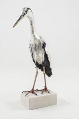 Self-Reliance 2 - LIFE SIZE heron sculpture made of leather and clay
