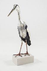 Self-Reliance 2 - a life size heron sculpture made of leather and clay 7