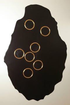 Chance of Seven - leather and gold wall mounted panel by Anita Carnell