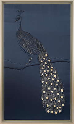 Peacock - a monumental sculpted silk artwork