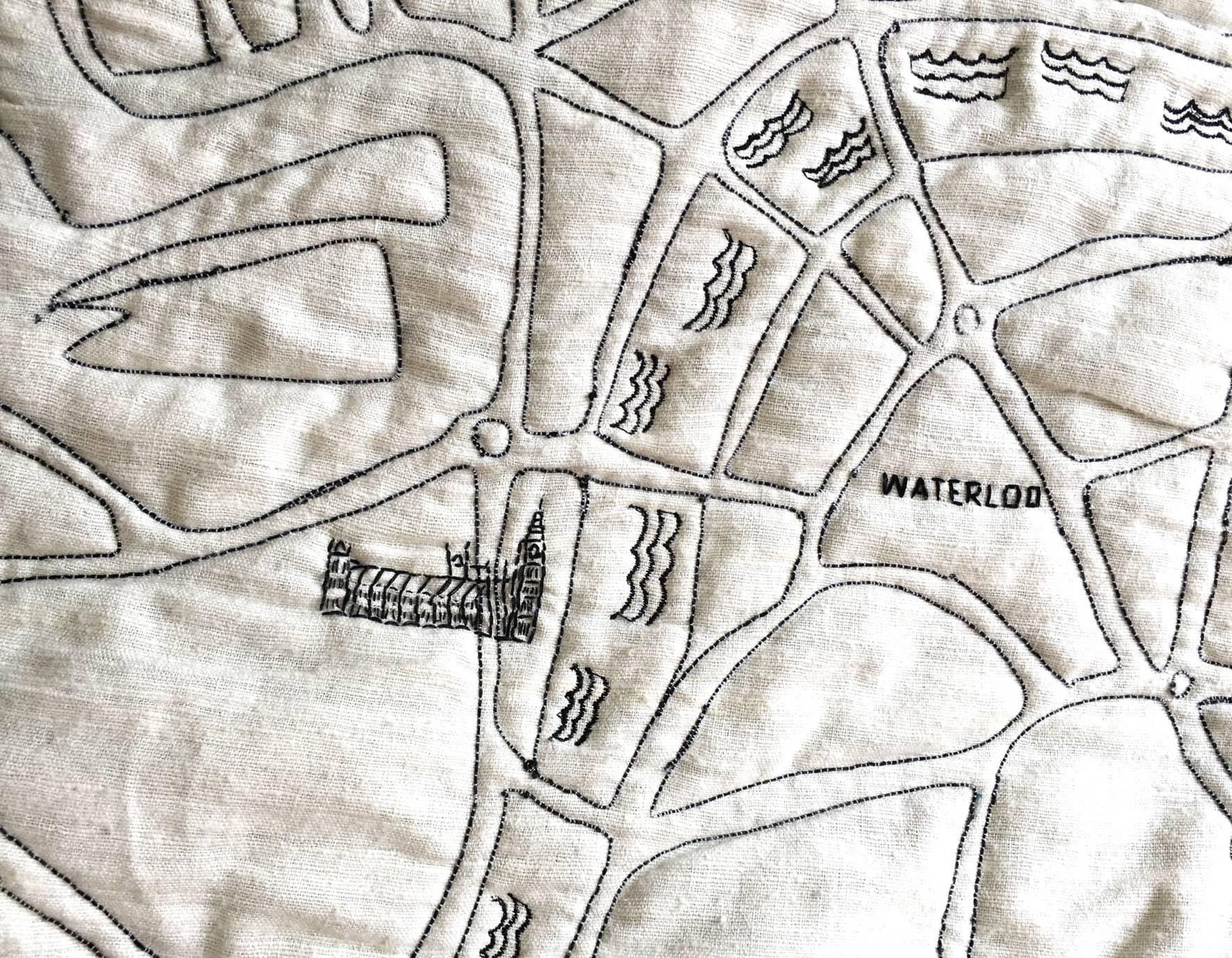 Customisable embroidered textile map: London 3