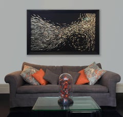 SURGE - A three dimensional art work of pinned metallic mackerel