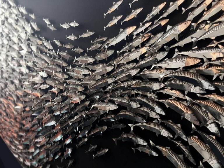 SURGE - A three dimensional art work of pinned metallic mackerel For Sale 2