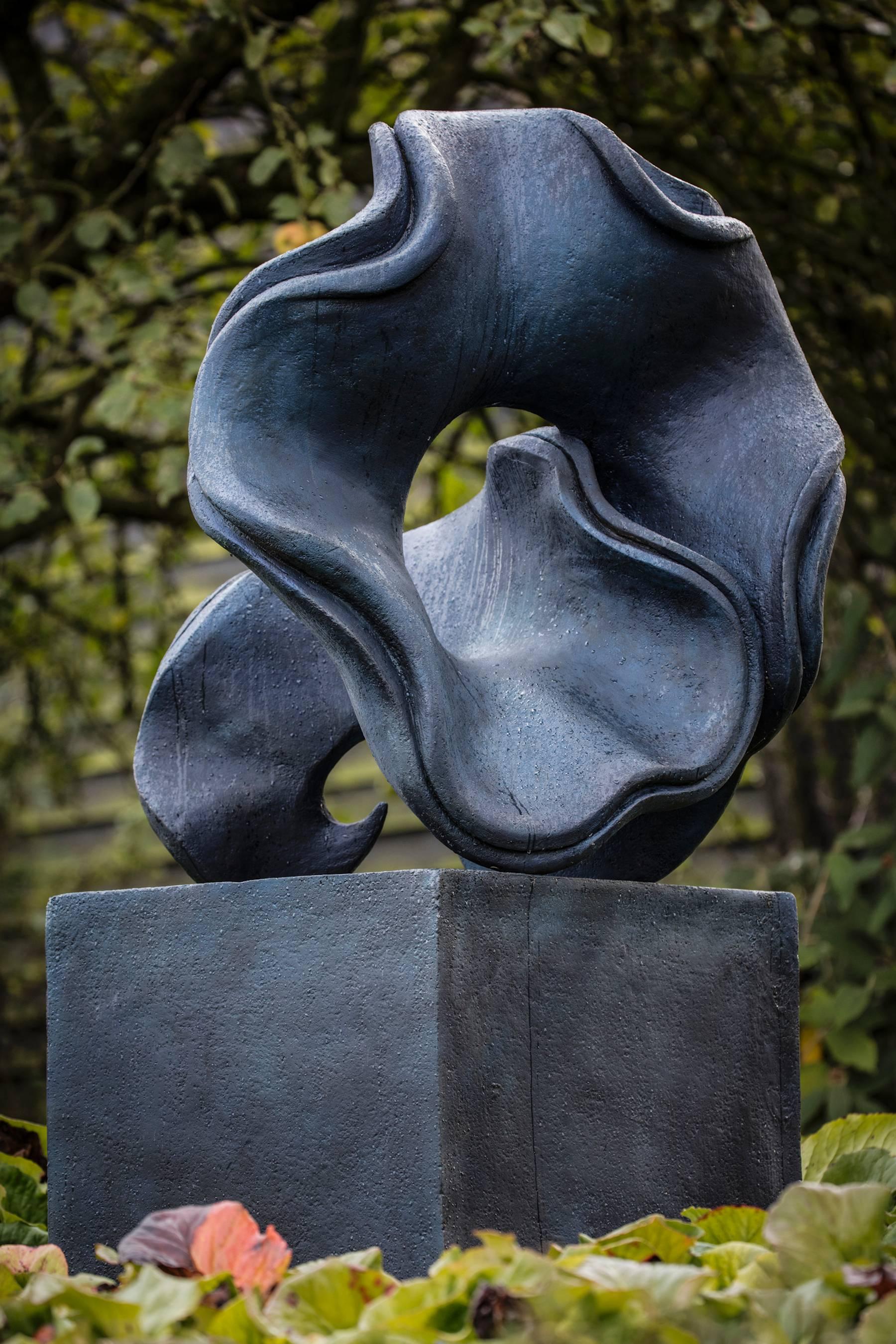 Anne Curry Abstract Sculpture - Vortex: Acacia Auriculifornis Seed Pod - Garden Sculpture