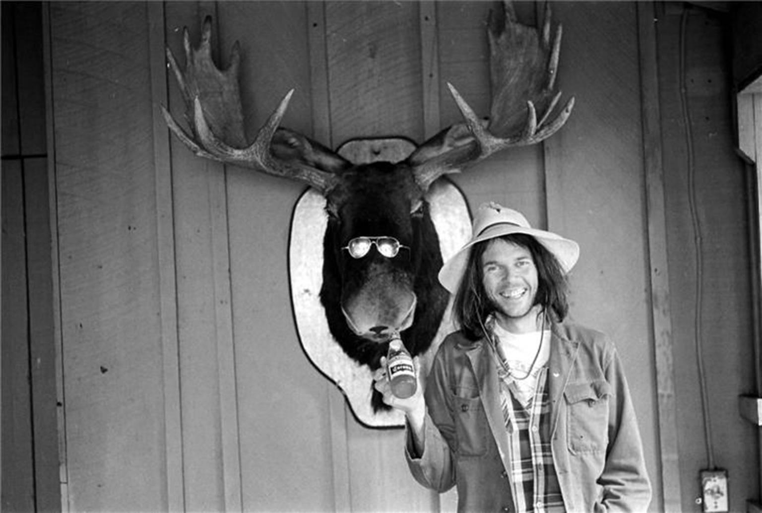 Henry Diltz Black and White Photograph - Neil Young "Moose" 1975