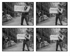Bob Dylan in cue card scene from DONT LOOK BACK (quadtych)