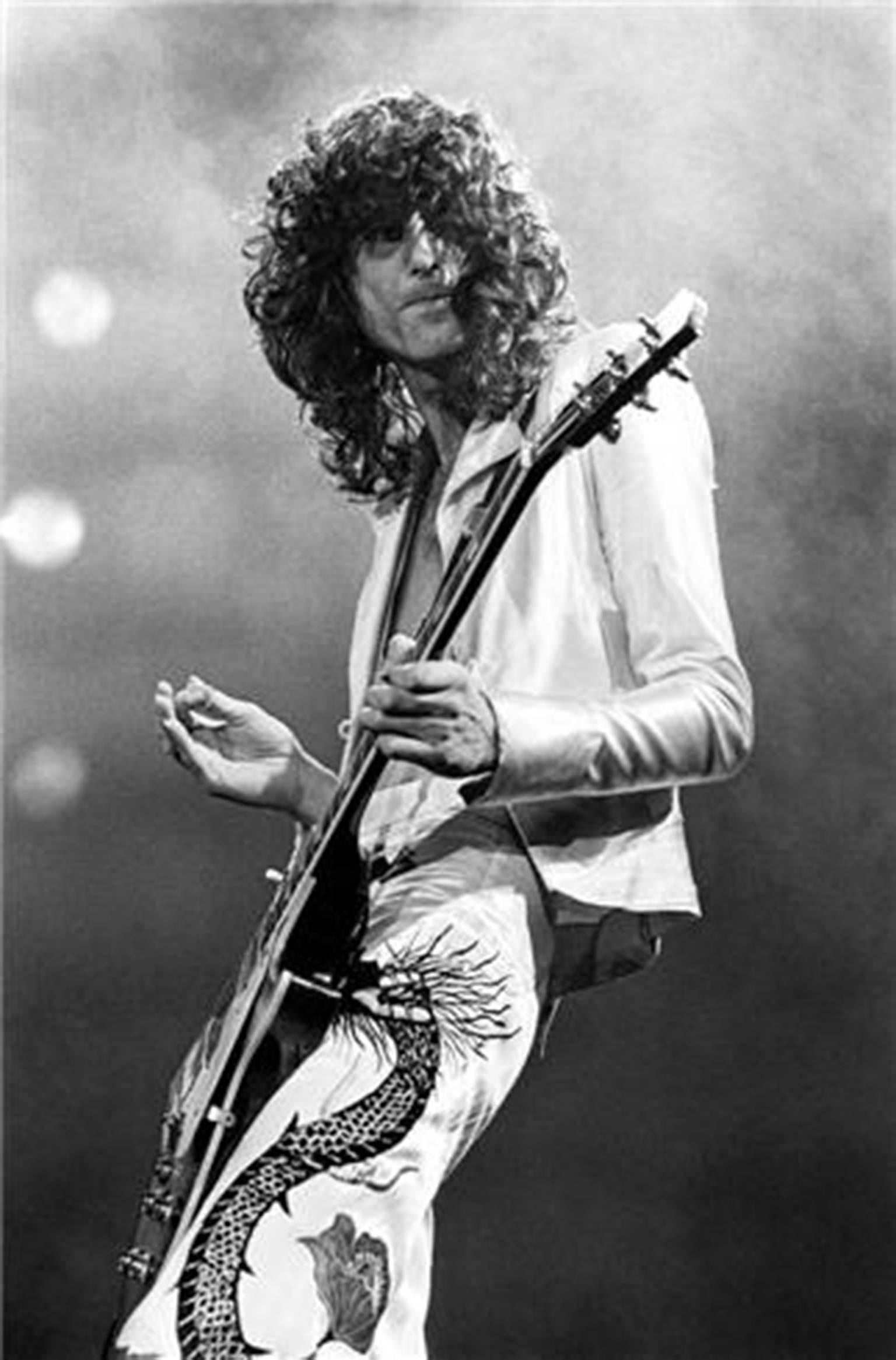 Neal Preston Black and White Photograph - Jimmy Page 1977