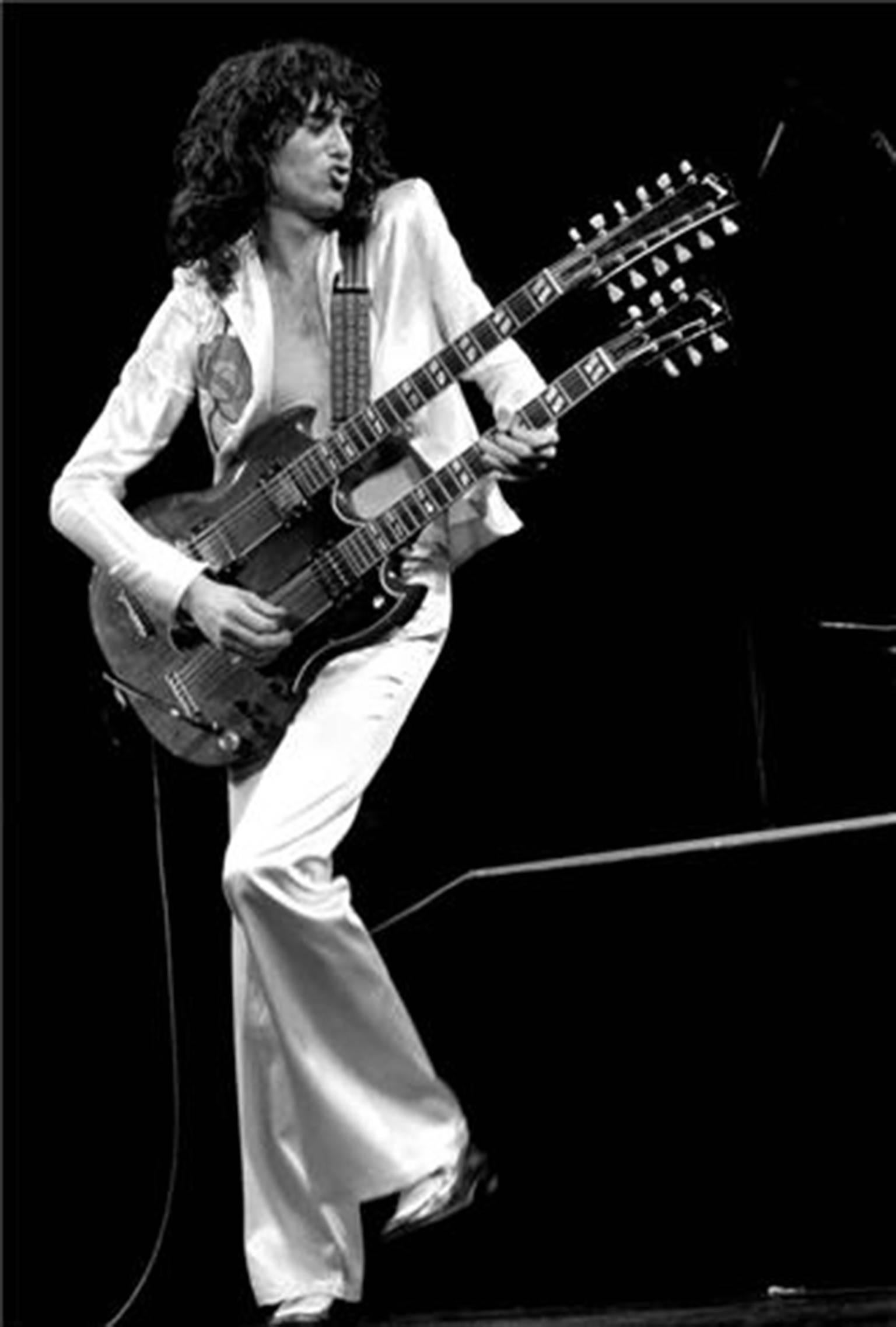 Neal Preston Black and White Photograph - Jimmy Page, 1977