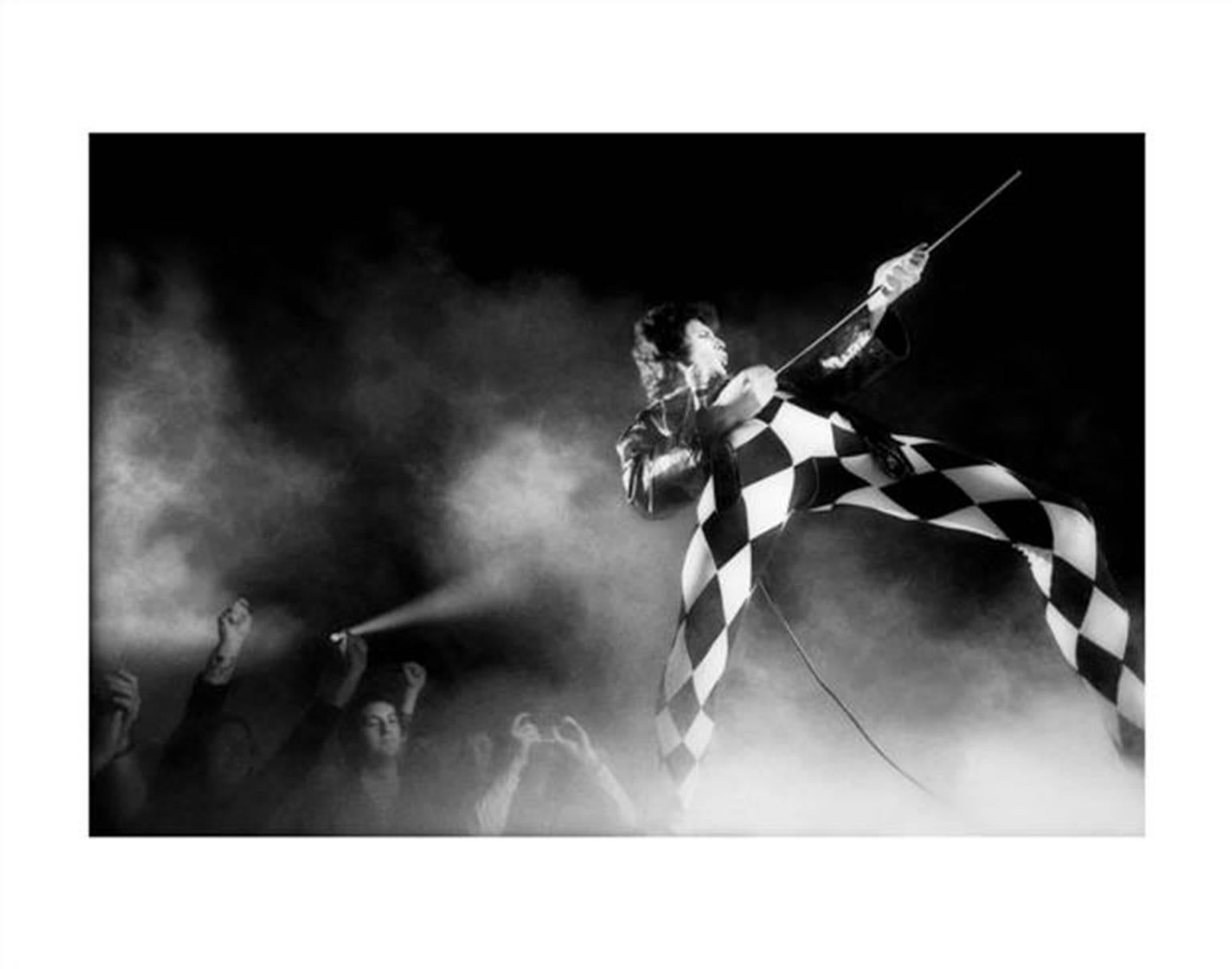 Neal Preston Black and White Photograph - Freddie Mercury 1977