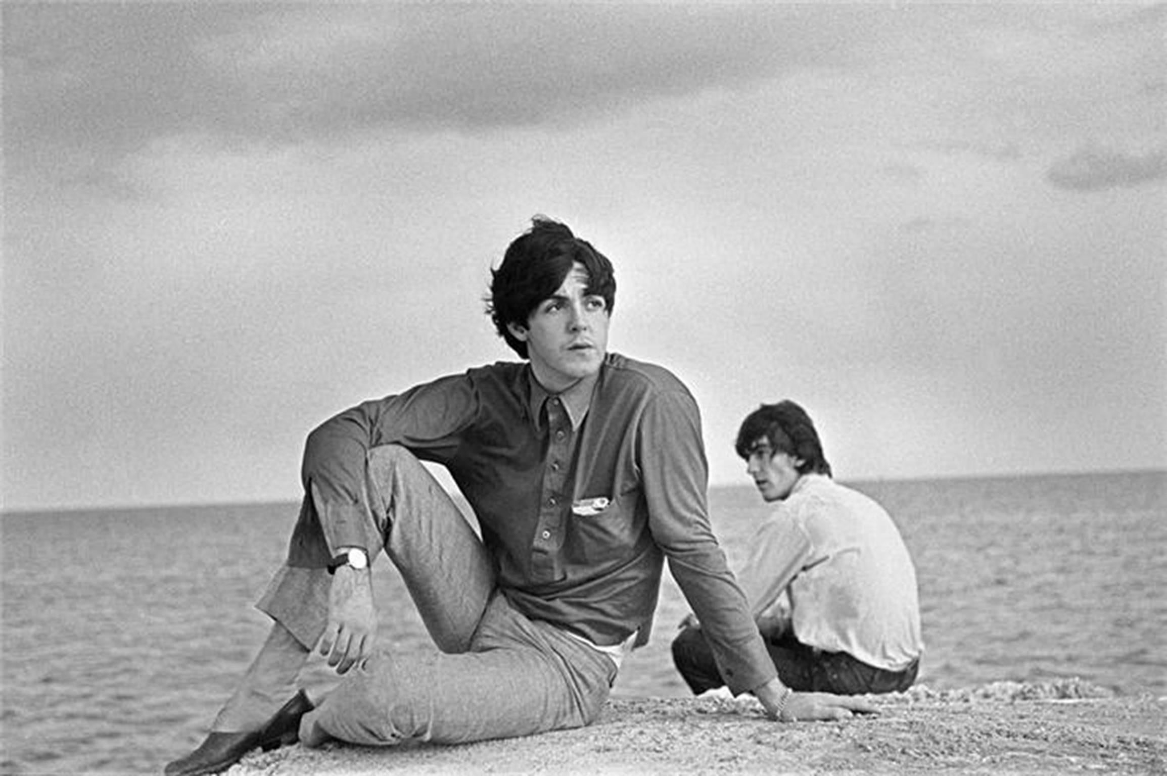 Curt Gunther Black and White Photograph - Paul McCartney & George Harrison, 1964