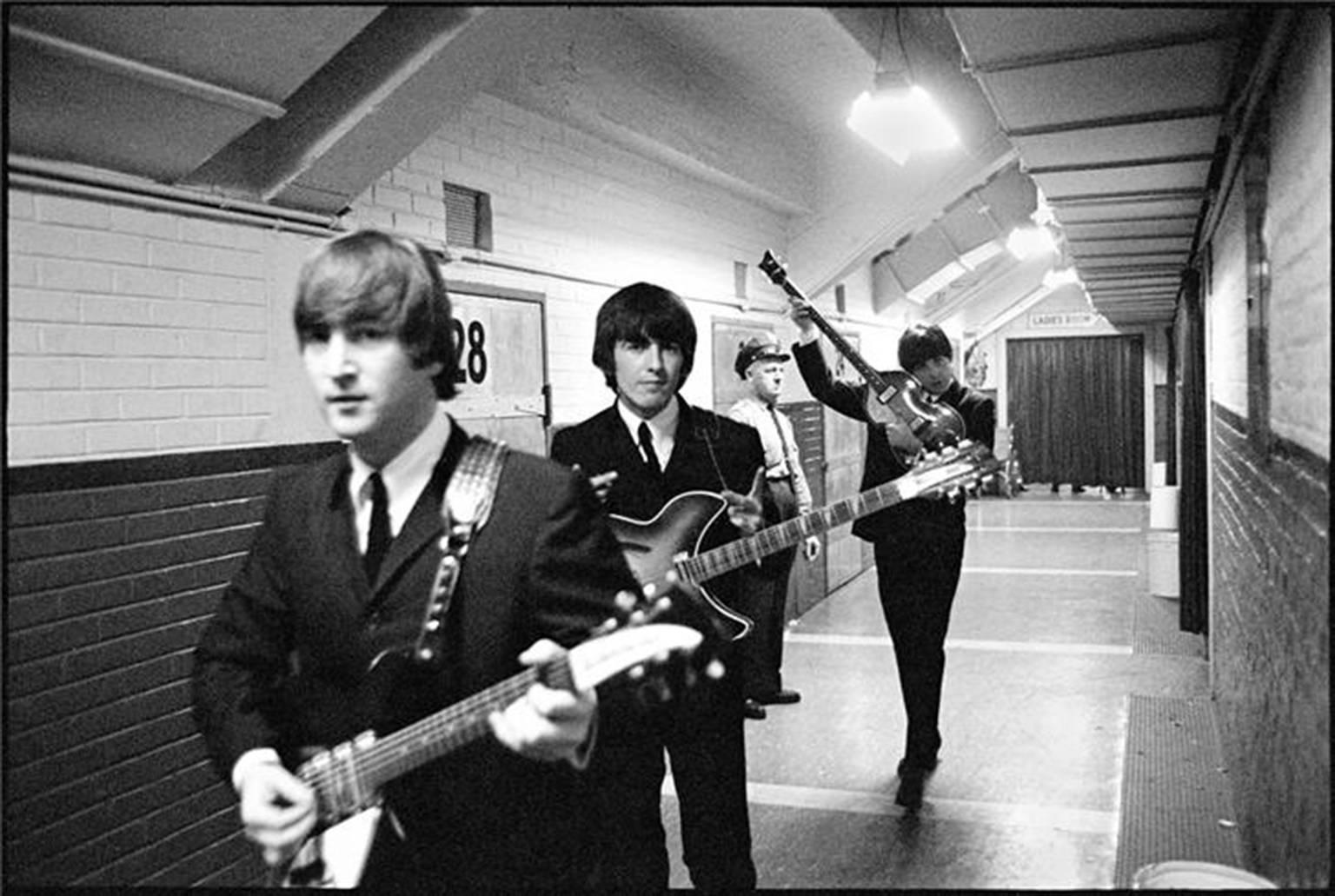 Curt Gunther Black and White Photograph - John, Paul and George Backstage