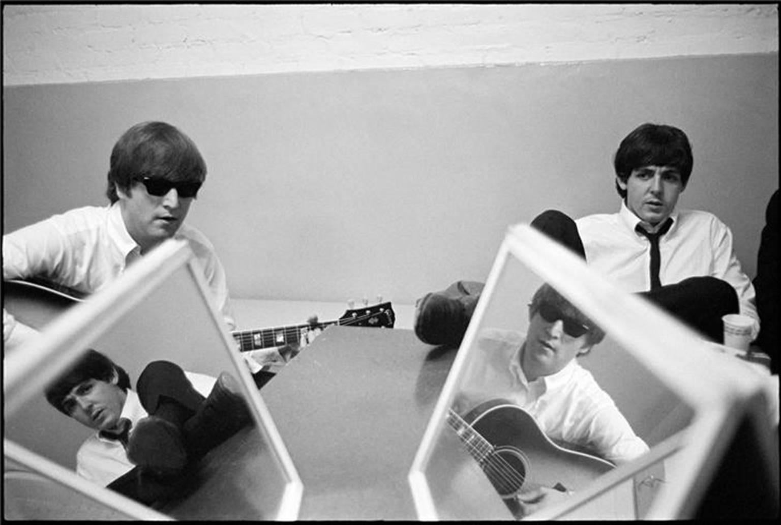 Curt Gunther Black and White Photograph - John Lennon and Paul McCartney in Mirrors