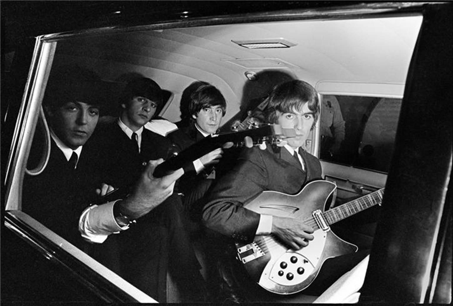 Curt Gunther Black and White Photograph - The Beatles in their Limo